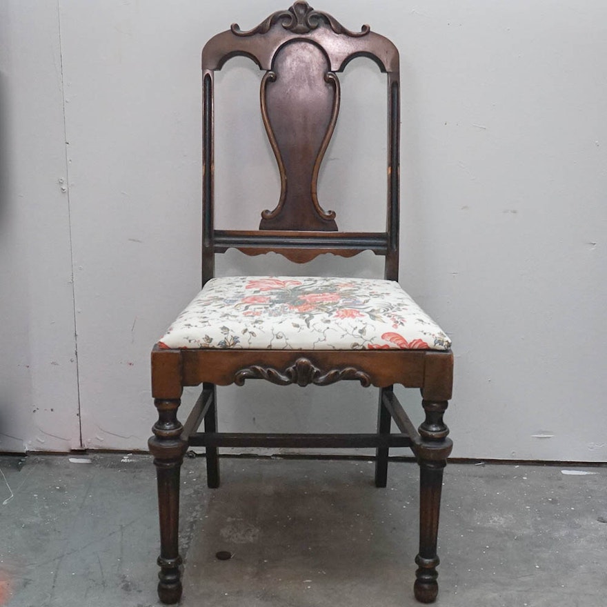 Vintage William and Mary Style Mahogany Finished Side Chair