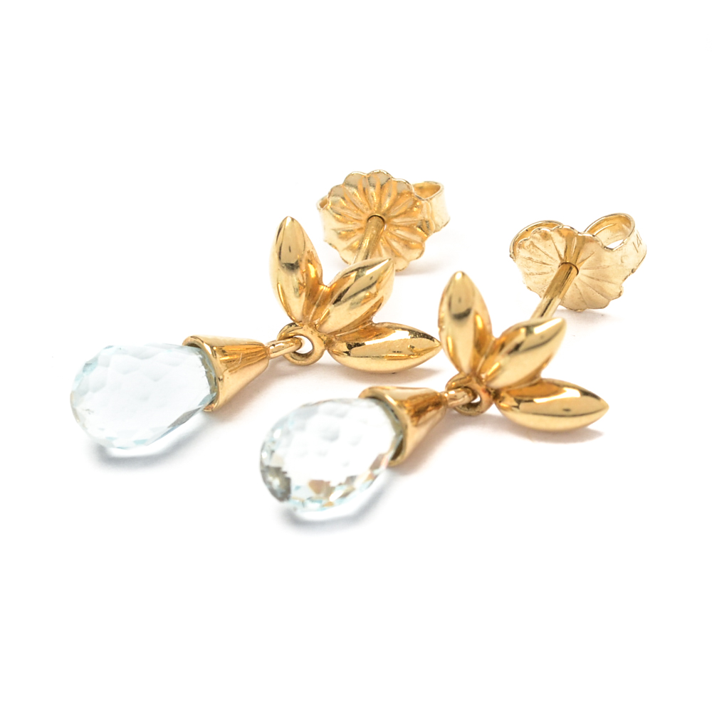 Tiffany & Co 18K Yellow Gold Aquamarine Drop Earrings