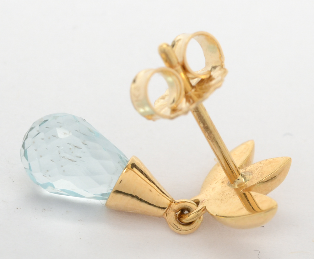 Tiffany & Co 18K Yellow Gold Aquamarine Drop Earrings