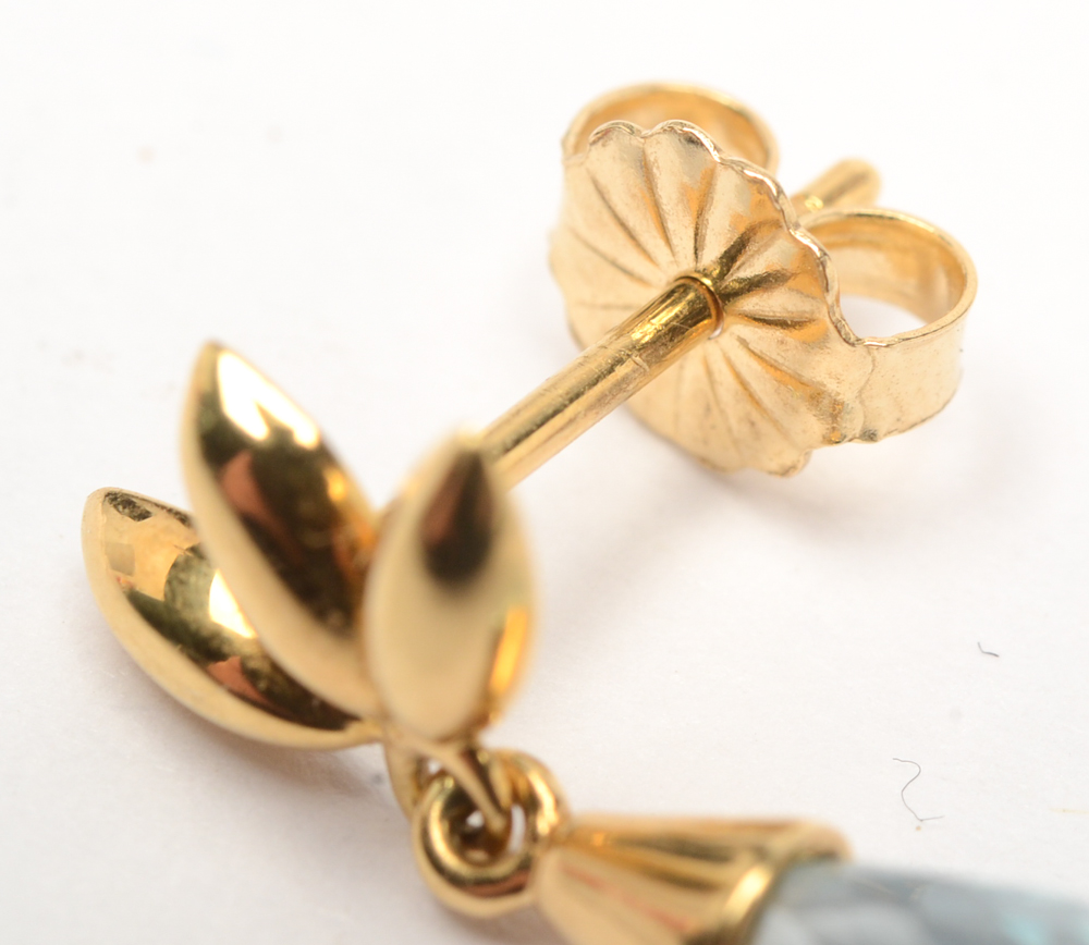 Tiffany & Co 18K Yellow Gold Aquamarine Drop Earrings