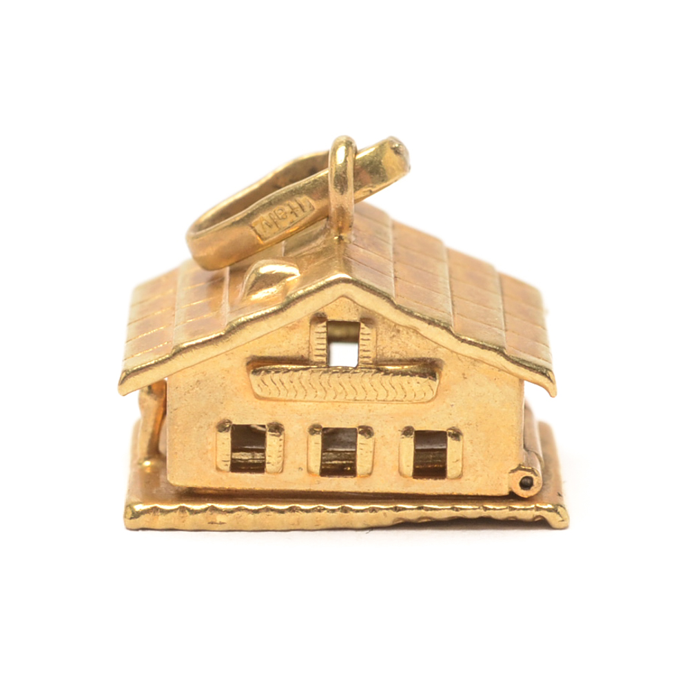 18K Yellow Gold House Charm Locket