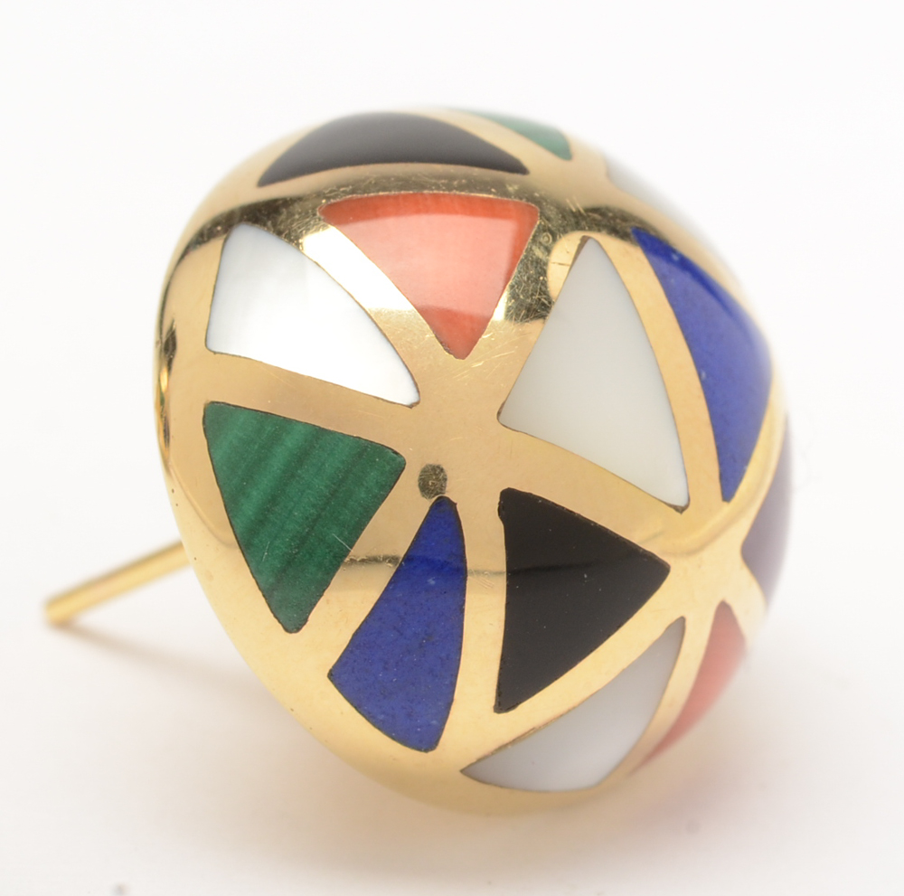 Asch Grossbardt 14K Yellow Gold and Inlay Earrings