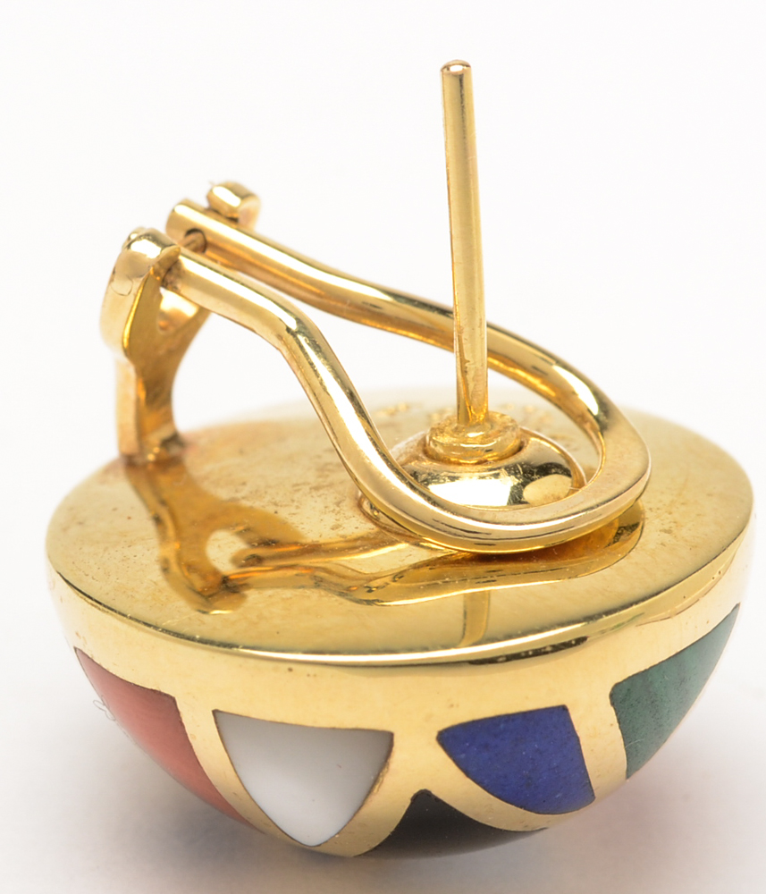 Asch Grossbardt 14K Yellow Gold and Inlay Earrings