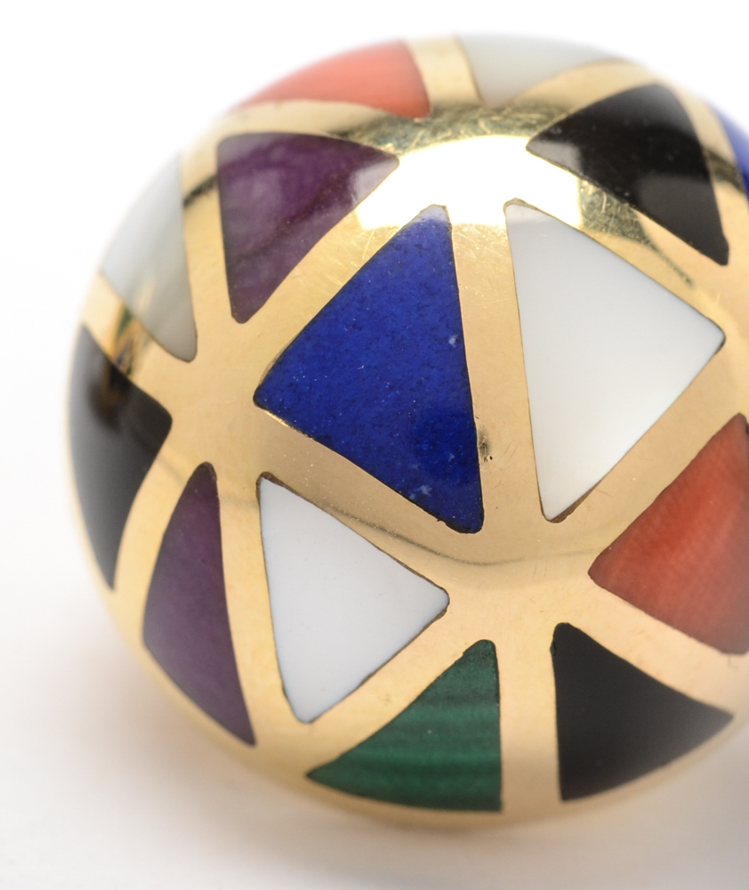 Asch Grossbardt 14K Yellow Gold and Inlay Earrings