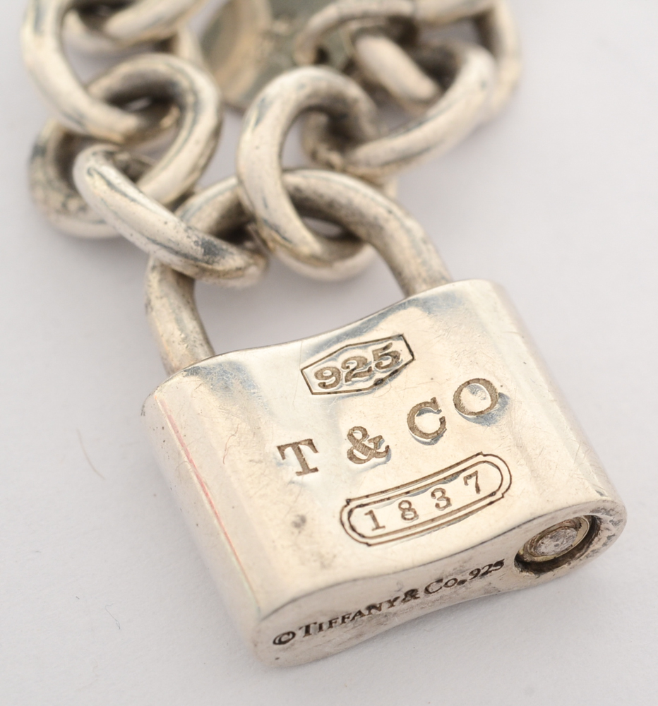 Tiffany & Co Silver Padlock Charm Bracelet