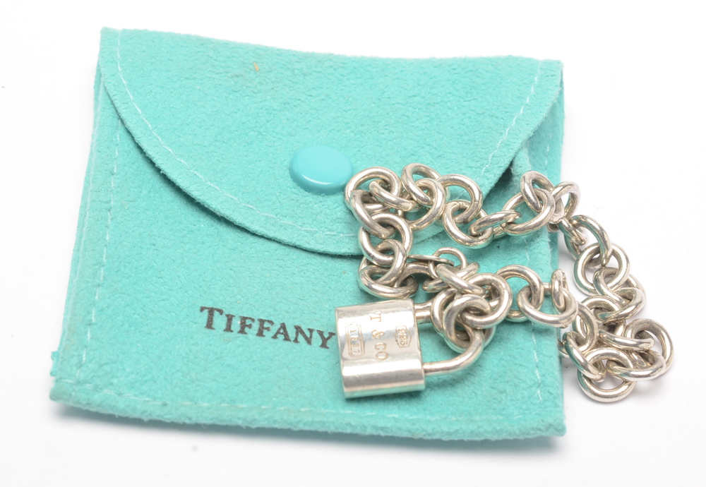 Tiffany & Co Silver Padlock Charm Bracelet