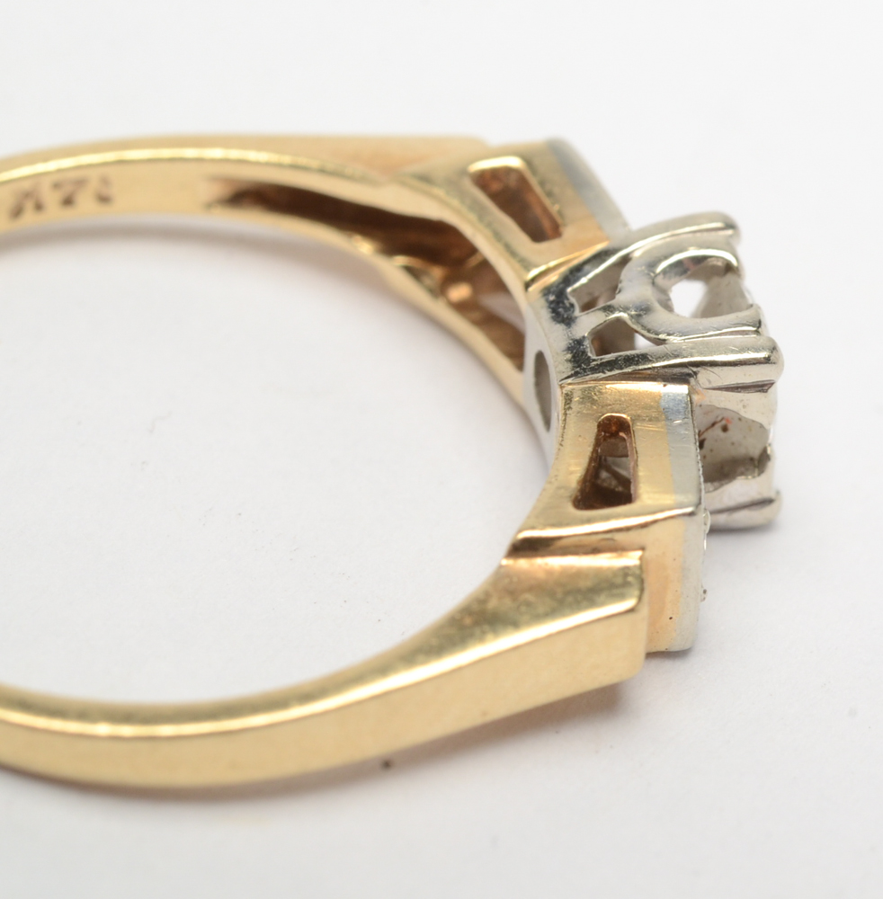 Vintage 14K Yellow and White Gold and Diamond Ring