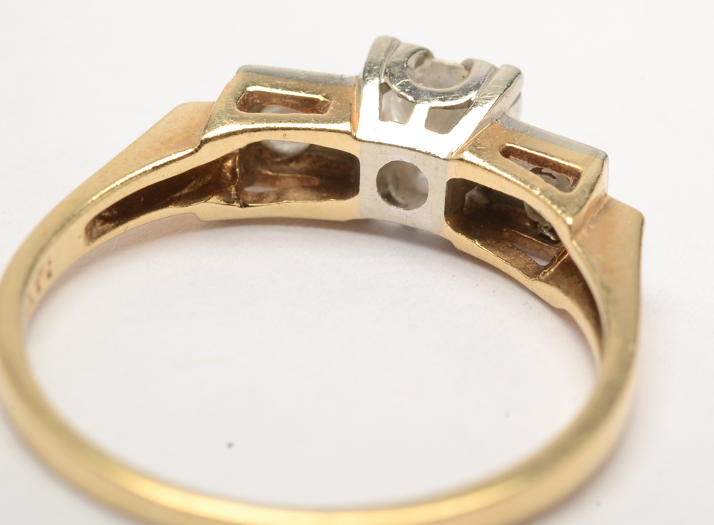 Vintage 14K Yellow and White Gold and Diamond Ring