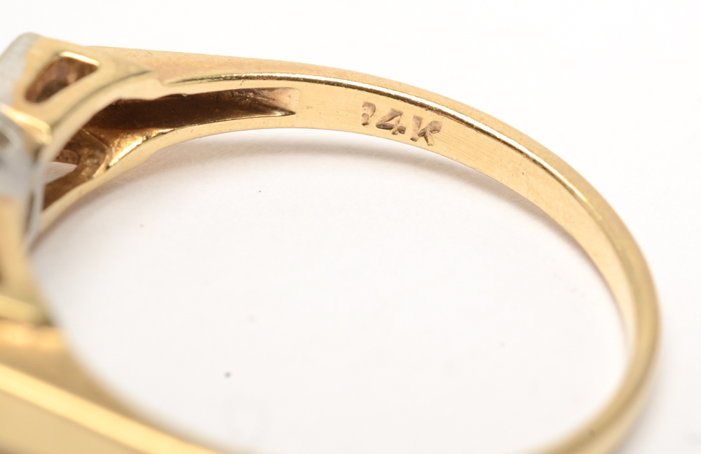 Vintage 14K Yellow and White Gold and Diamond Ring