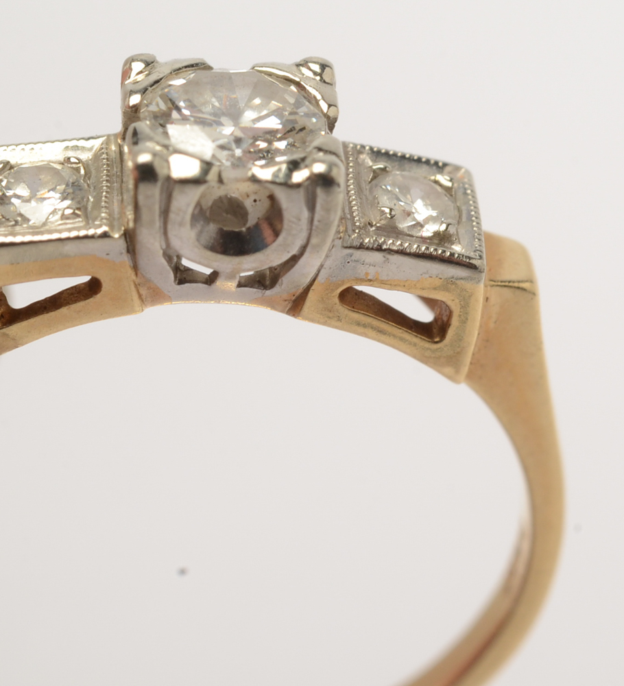 Vintage 14K Yellow and White Gold and Diamond Ring