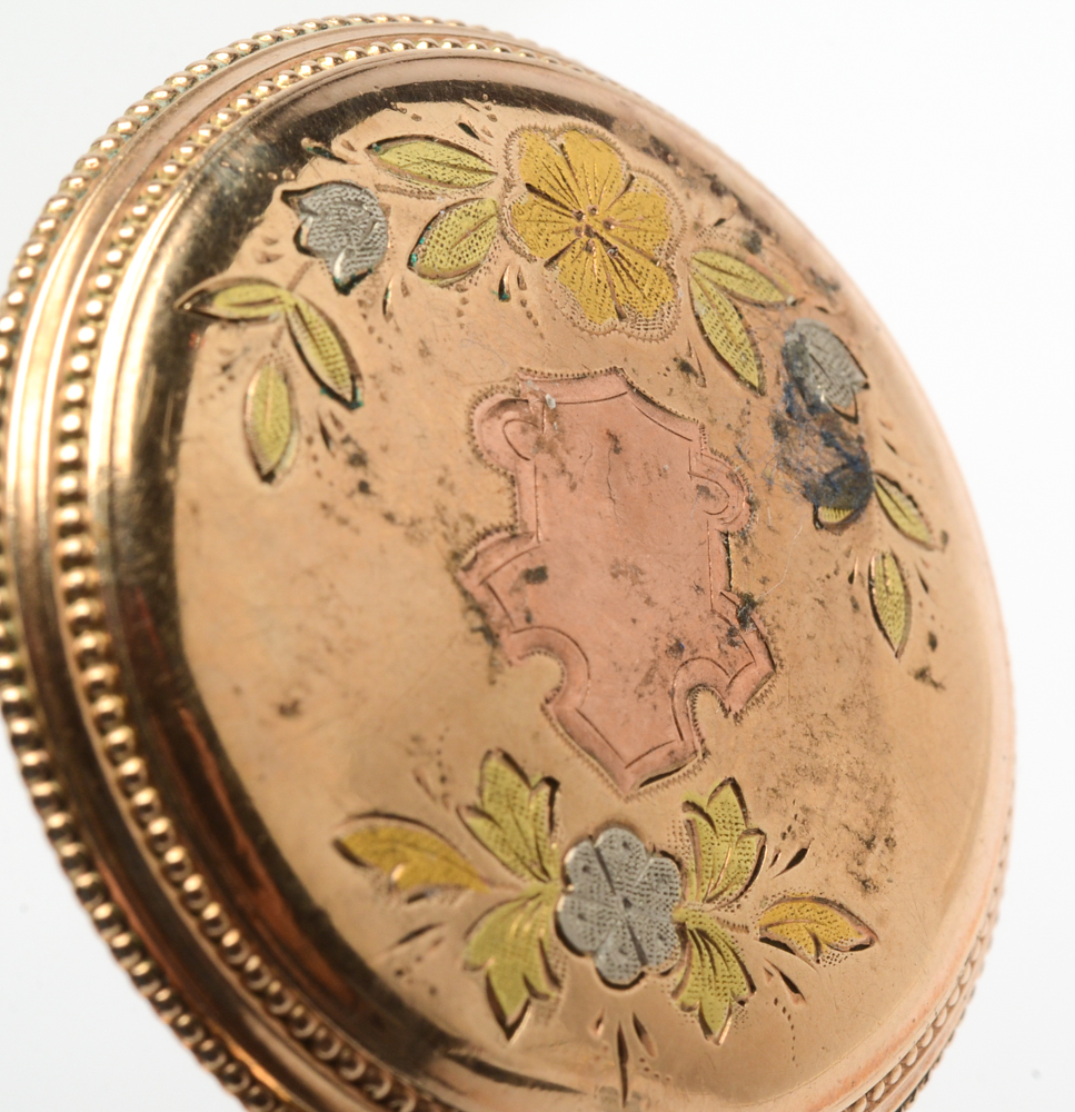 Antique Waltham Tri-Color Hunting Case Pocket Watch