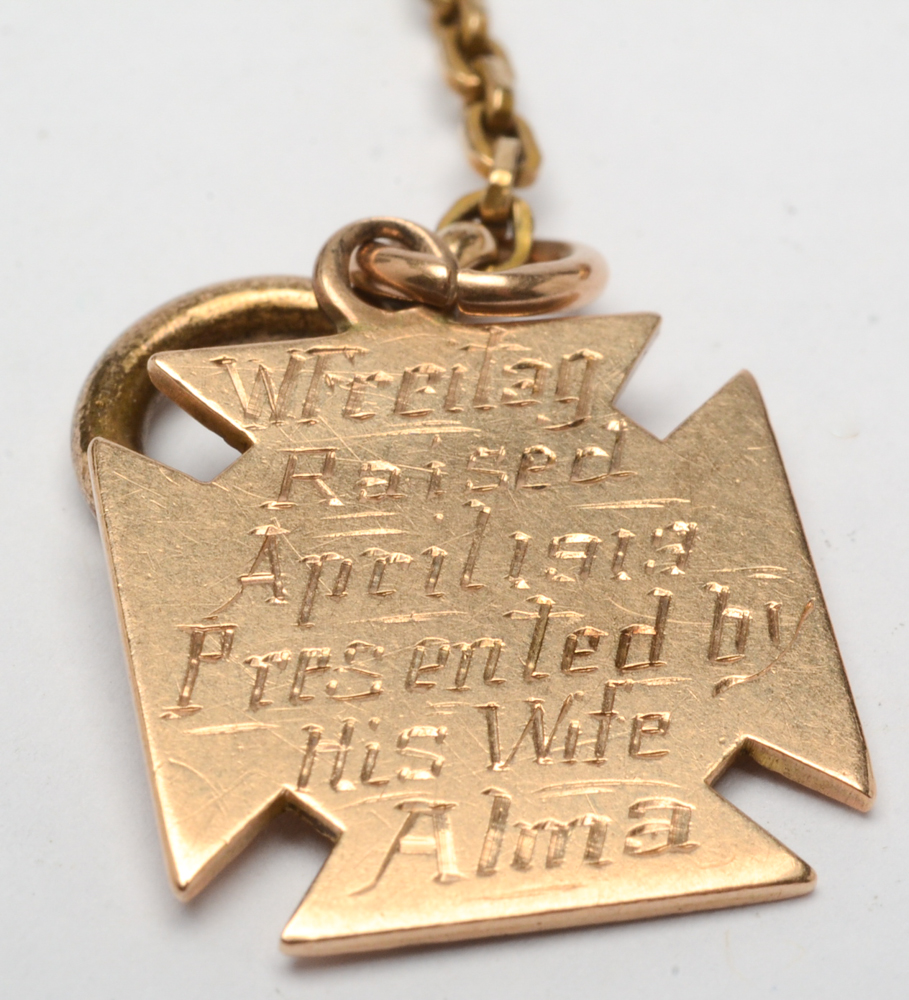 Antique Elgin Hunting Case Pocket Watch with 10K Yellow Gold Masonic Fob