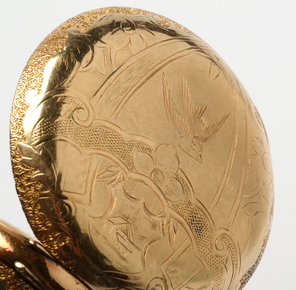 Antique Elgin Hunting Case Pocket Watch with 10K Yellow Gold Masonic Fob