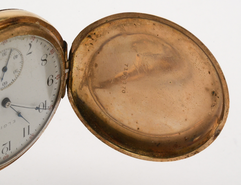 Antique Elgin Hunting Case Pocket Watch with 10K Yellow Gold Masonic Fob