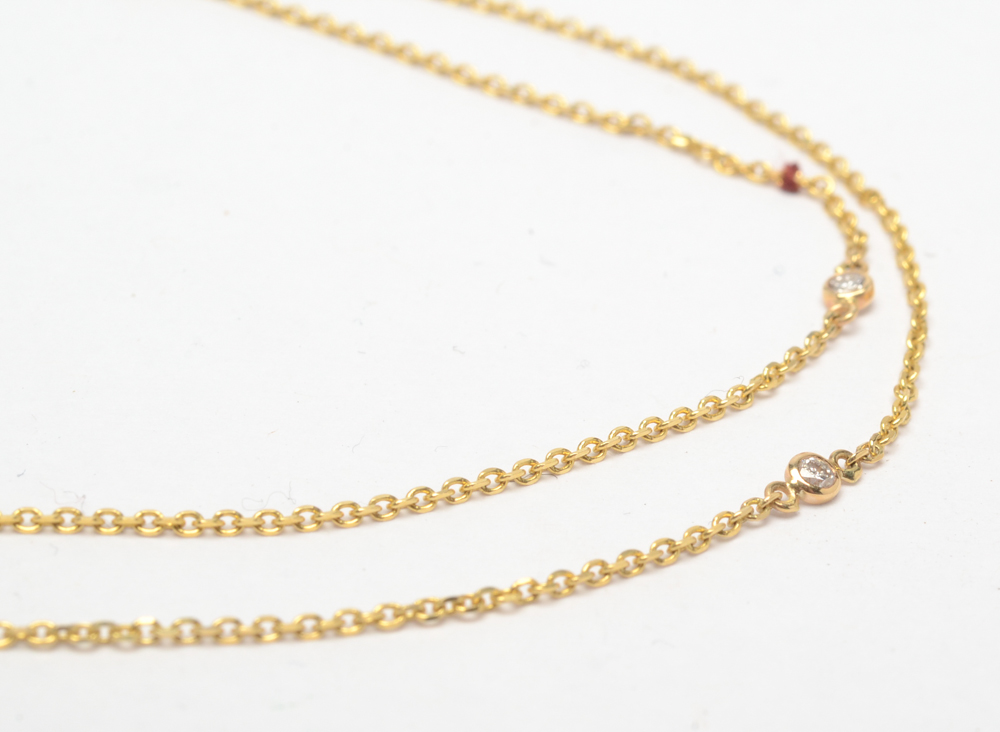 14K Yellow Gold Diamond Station Necklace