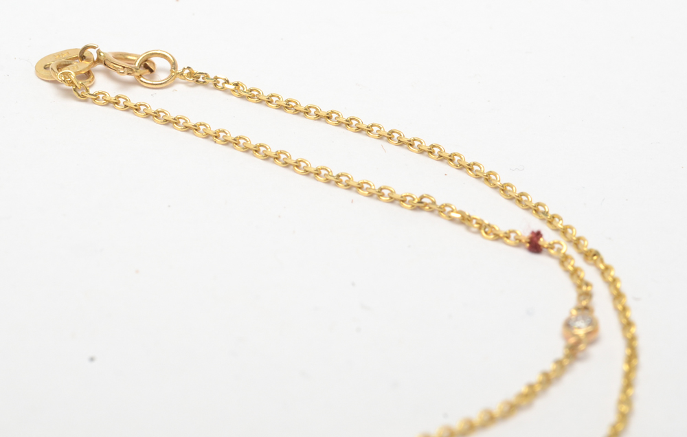 14K Yellow Gold Diamond Station Necklace