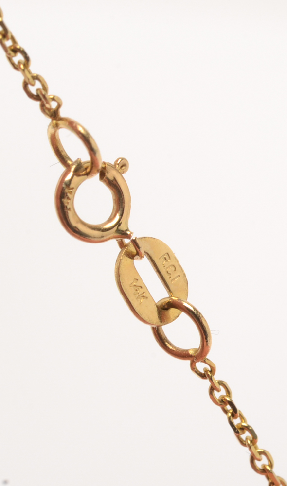 14K Yellow Gold Diamond Station Necklace