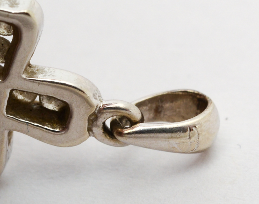 14K White Gold Diamond Cross Pendant