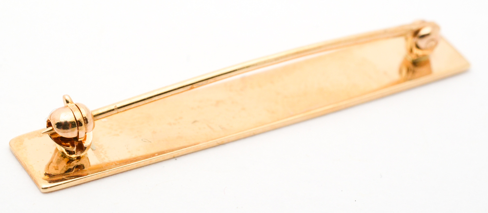 14K Yellow Gold Tie Tack, Brooch, and Gold Tone Diamond Tie Clip