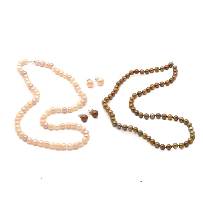 Freshwater Pearl Necklaces and Earrings