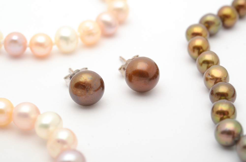 Freshwater Pearl Necklaces and Earrings