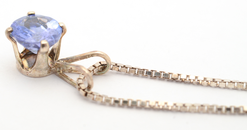 Sterling Silver and Tanzanite Earring and Necklace Set