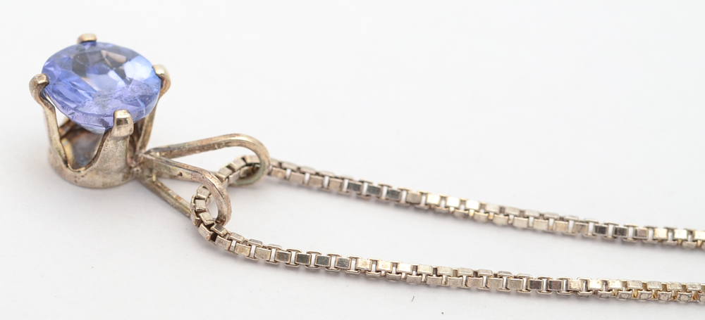 Sterling Silver and Tanzanite Earring and Necklace Set