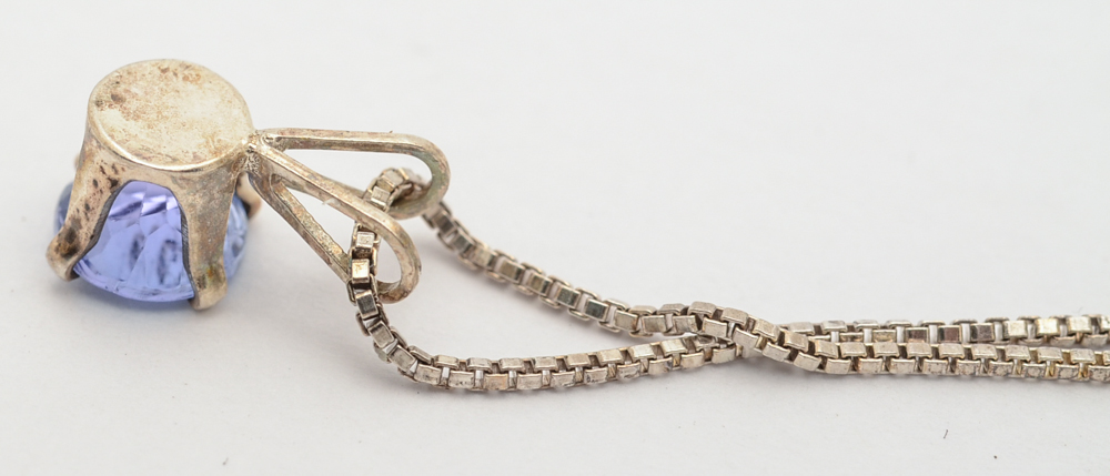 Sterling Silver and Tanzanite Earring and Necklace Set