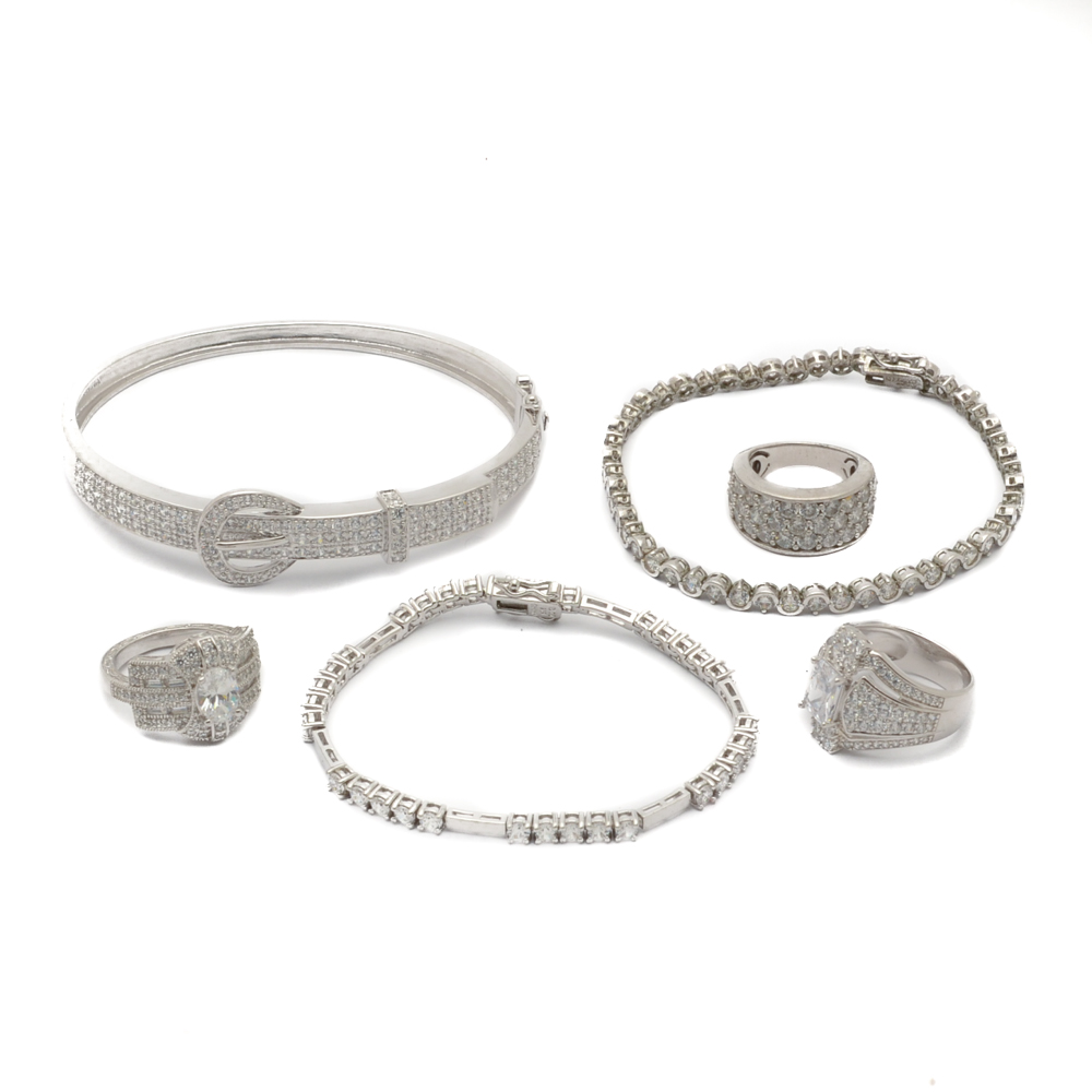 Sterling Silver and Cubic Zirconia Rings and Bracelets