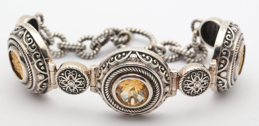 Sterling Silver and Druzy Stone Pendant With Druzy and Topaz Bracelet