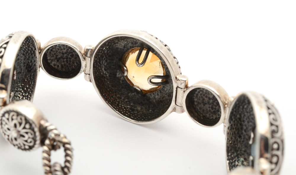 Sterling Silver and Druzy Stone Pendant With Druzy and Topaz Bracelet