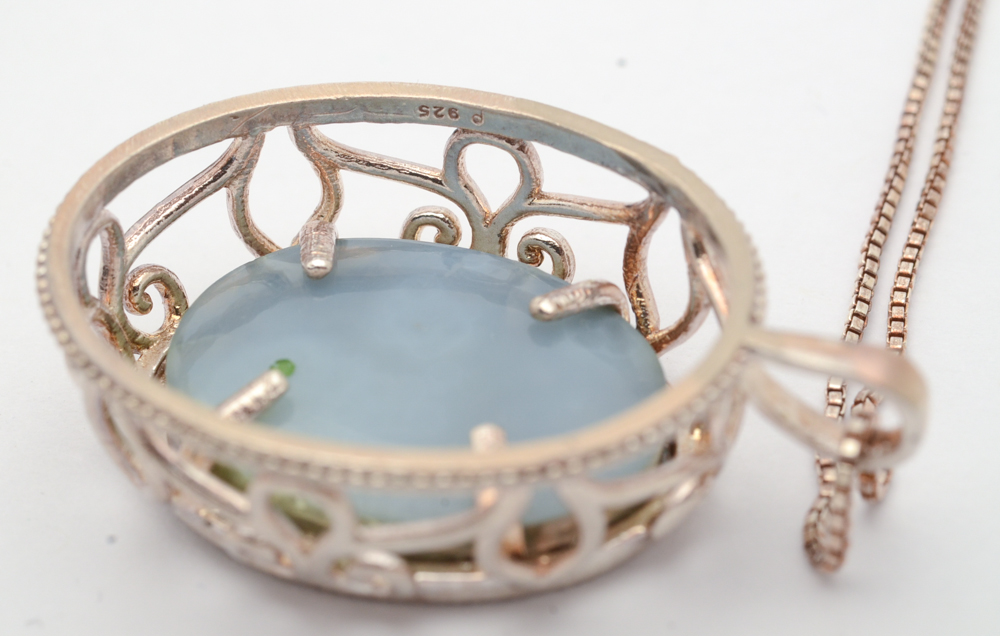 Sterling Silver and Druzy Stone Pendant With Druzy and Topaz Bracelet