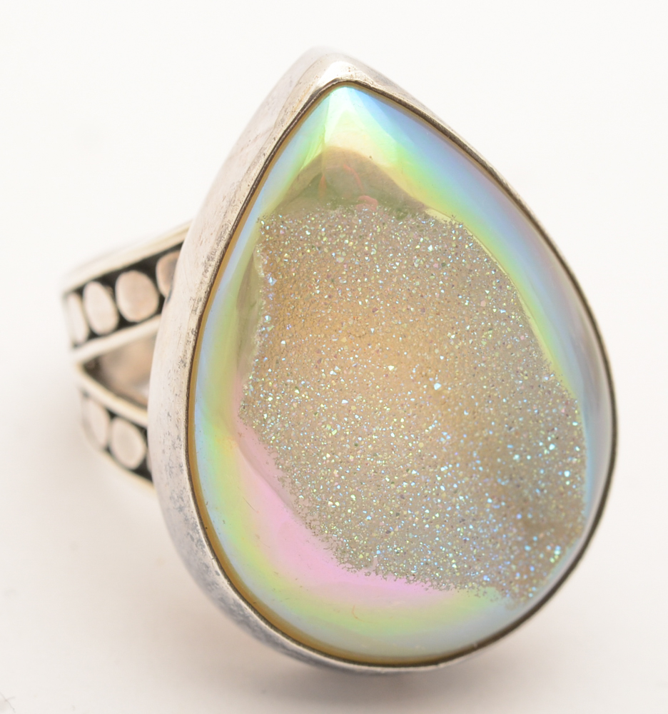 Sterling Silver and Druzy Stone Rings and Pendant