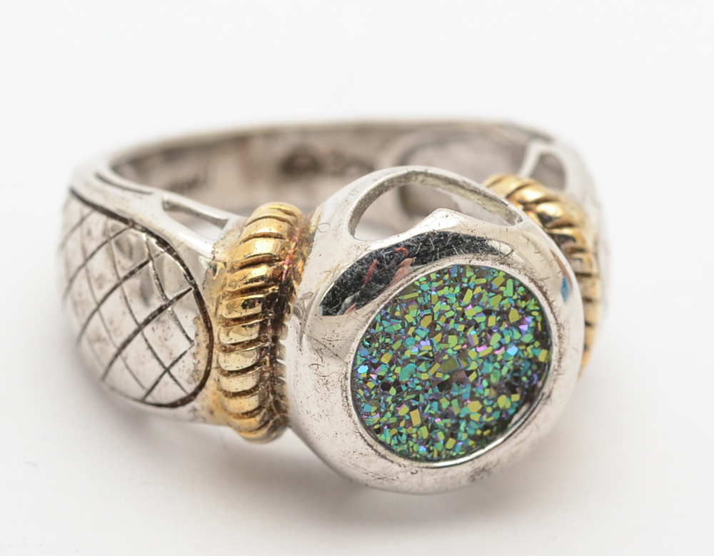 Sterling Silver and Druzy Stone Rings and Pendant