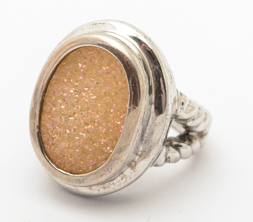 Sterling Silver and Druzy Stone Rings and Pendant