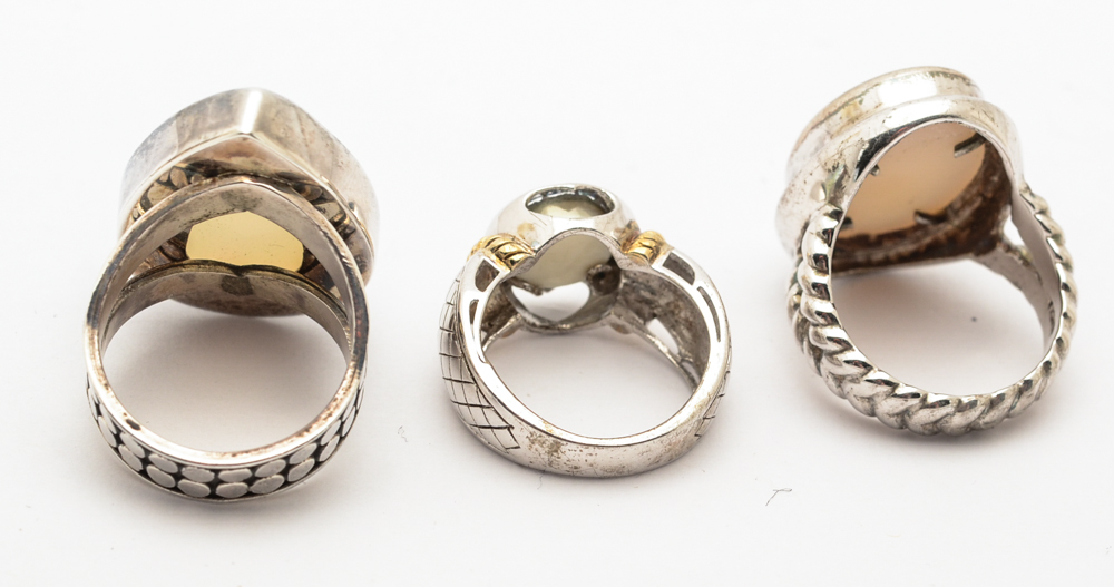 Sterling Silver and Druzy Stone Rings and Pendant