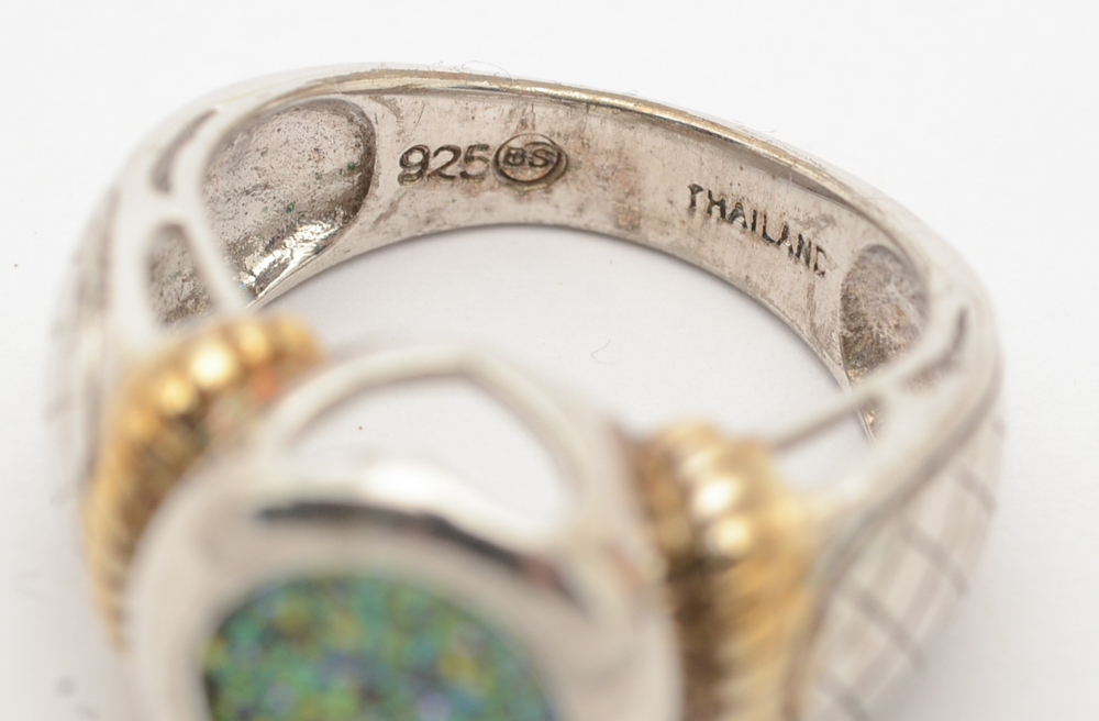 Sterling Silver and Druzy Stone Rings and Pendant