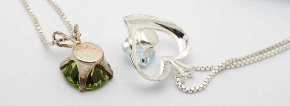 Sterling Silver and Gemstone Pendant Necklaces and Two Jasper Pendants