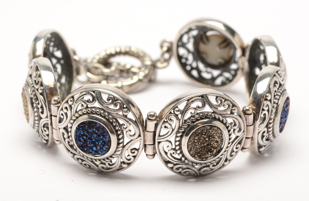 Sterling Silver Druzy Stone Ring and Bracelet