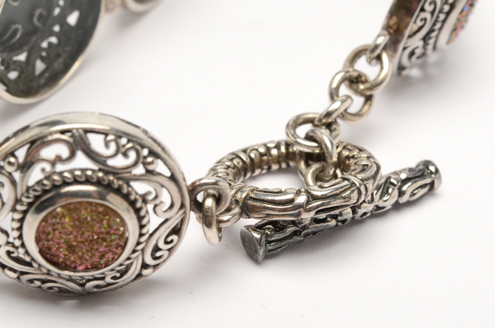 Sterling Silver Druzy Stone Ring and Bracelet