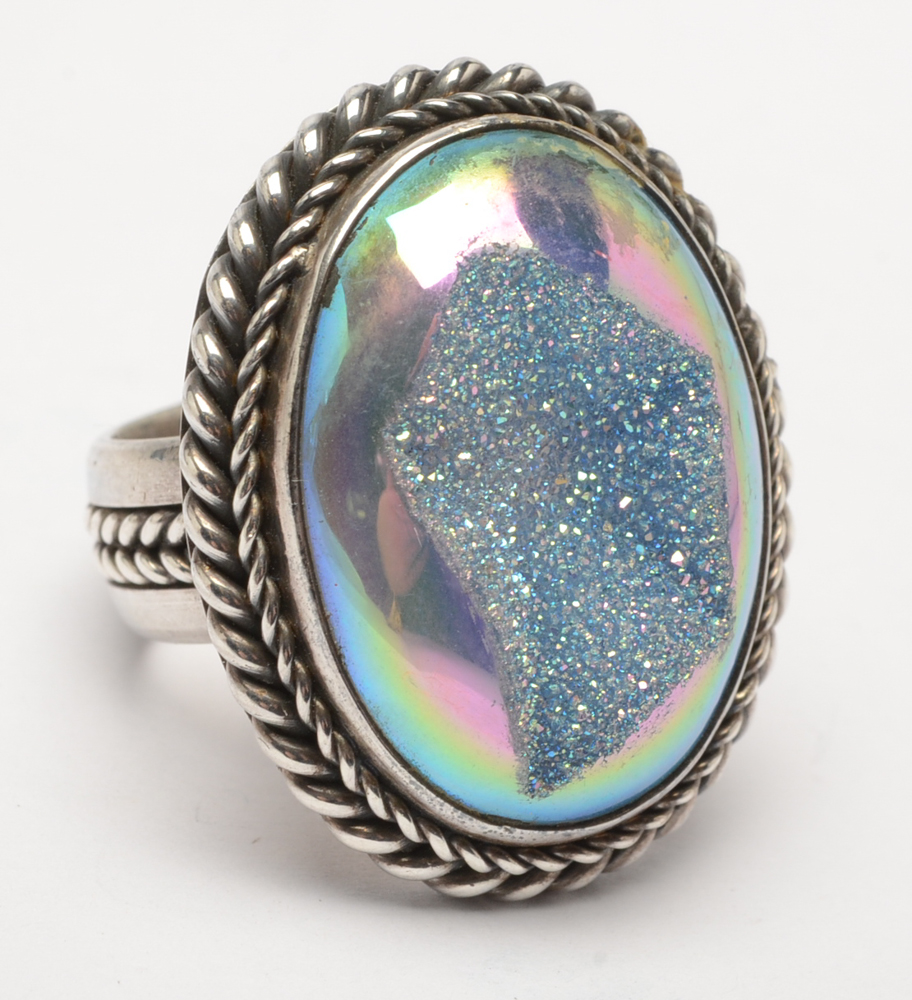 Sterling Silver Druzy Stone Rings