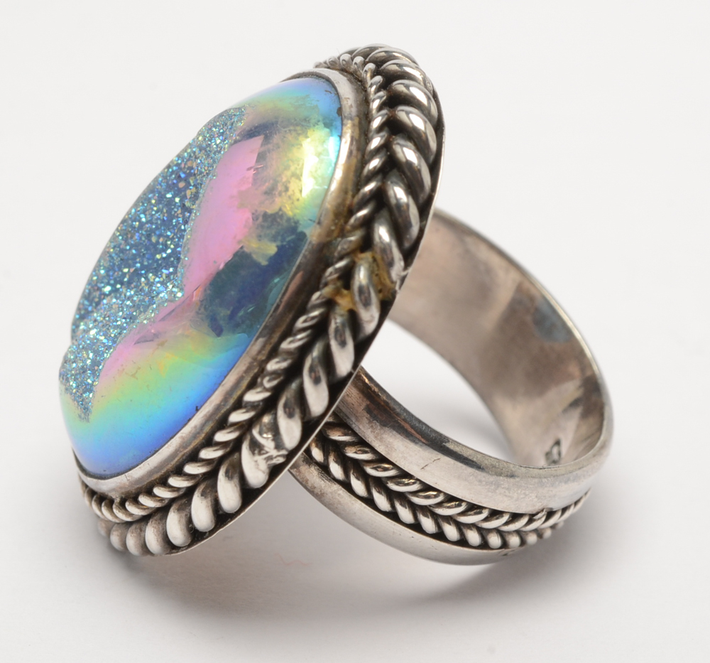 Sterling Silver Druzy Stone Rings