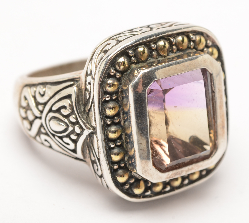 Sterling Silver and Smoky Topaz Ring Plus Pearl Jewelry