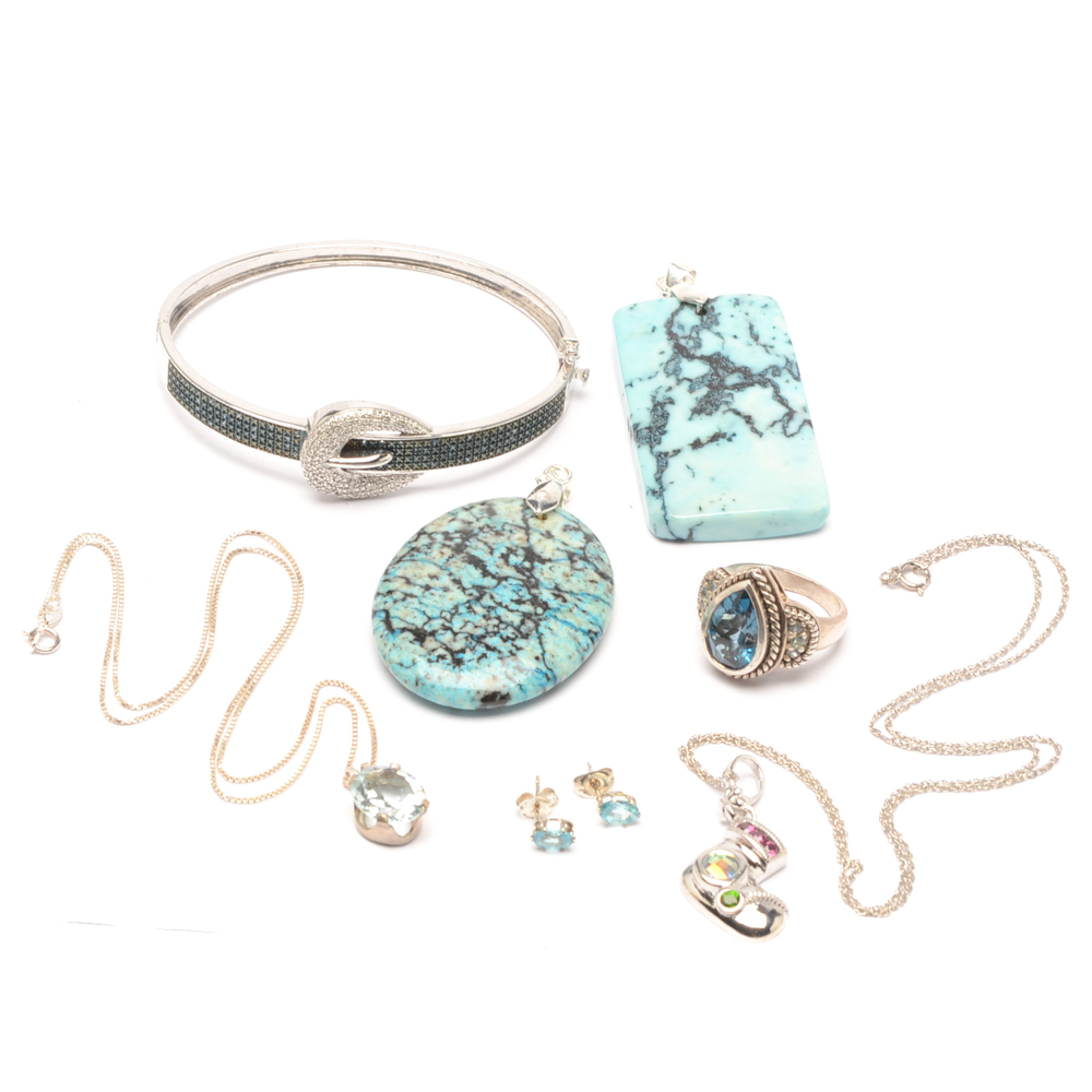 Sterling Silver and Gemstone Jewelry in a Blue Color Palette