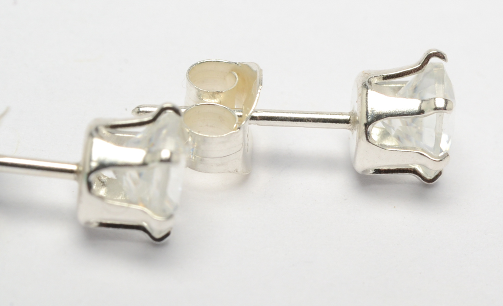 Sterling Silver and White Zircon Necklace and Earrings