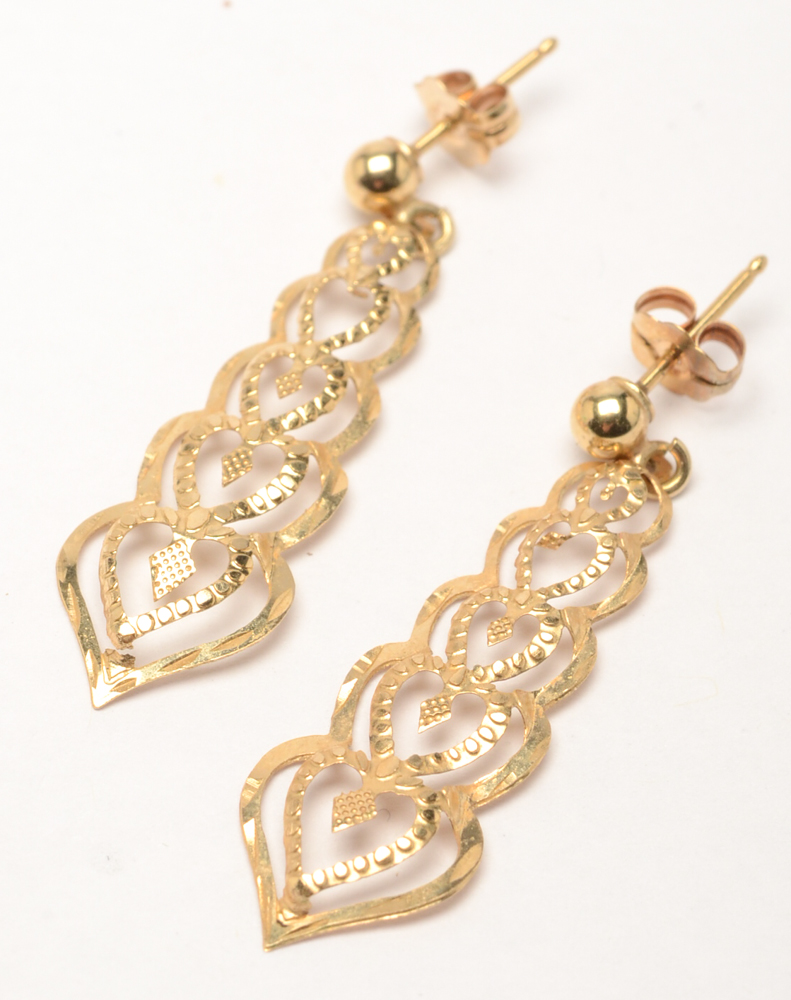 14K Gold Amethyst Necklace and Drop Earrings