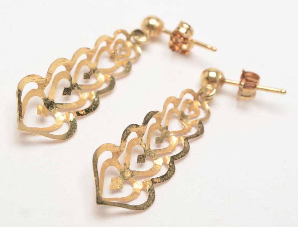 14K Gold Amethyst Necklace and Drop Earrings