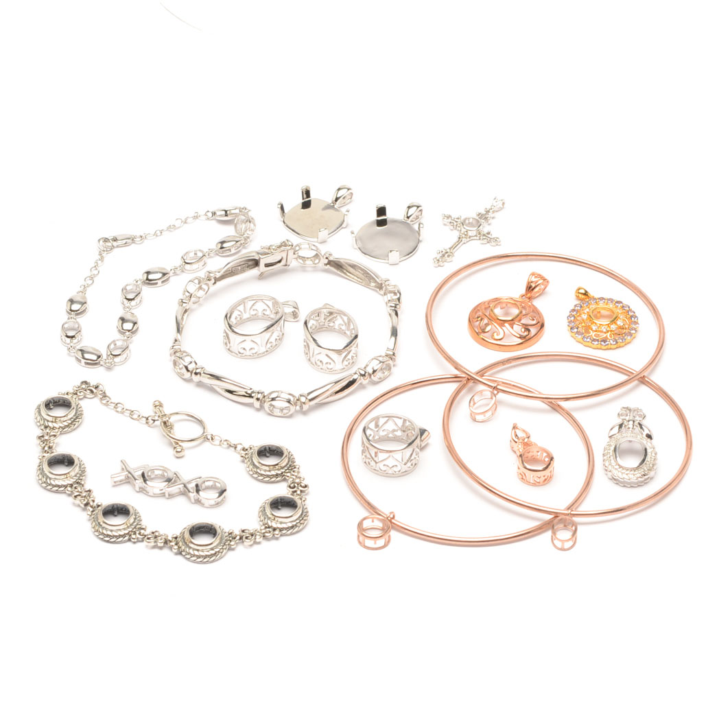 Sterling Silver Pendant and Bracelet Semi-Mounts