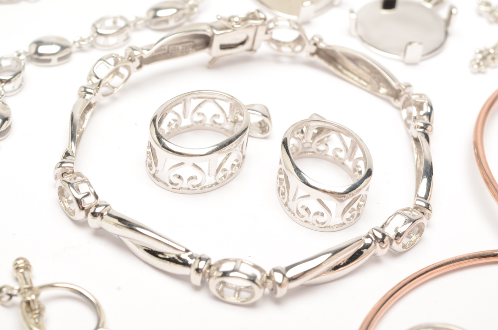 Sterling Silver Pendant and Bracelet Semi-Mounts