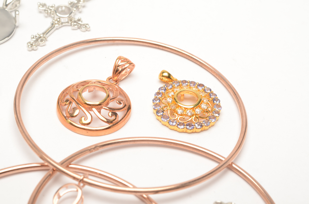 Sterling Silver Pendant and Bracelet Semi-Mounts